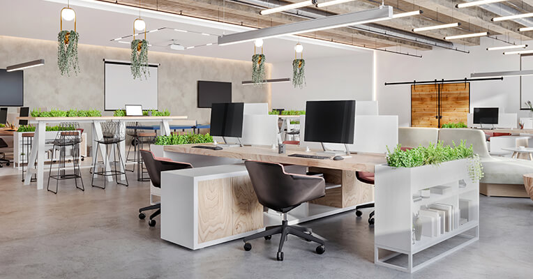Office Installation Services team assembled desks and set up a modern office space for a smooth and professional installation.